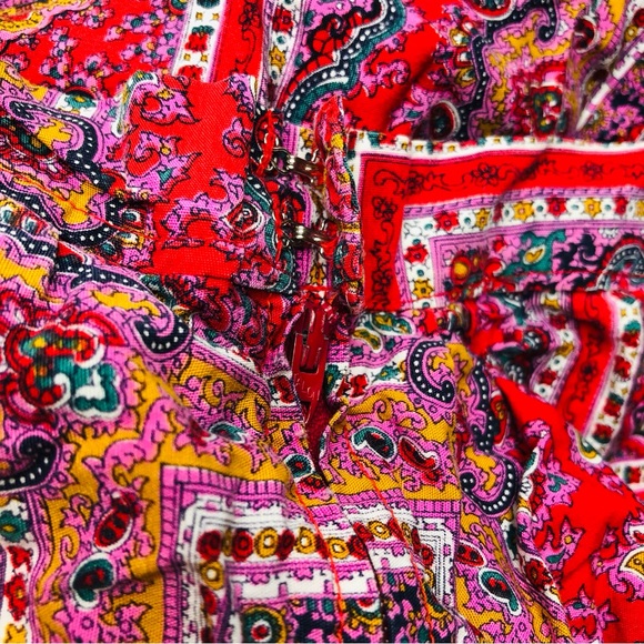 VTG 70s Handmade & OOAK Women’s Wide Leg Super Flare Culottes Pants Red Paisley - Picture 12 of 15